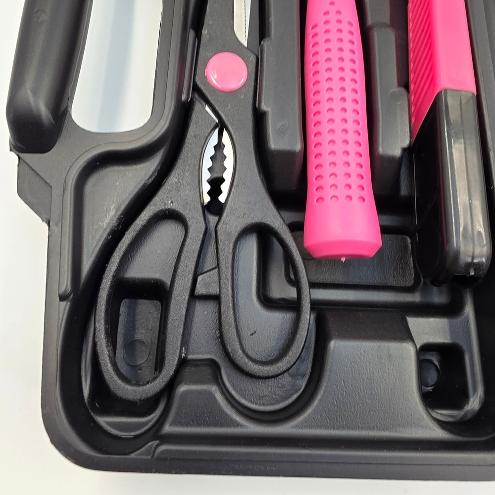 Pink and Black 39 Piece Home Tool Kit with Carrying Case DIY Household Set L4 - Picture 12 of 16